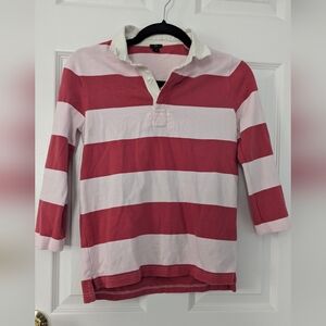 J. Crew Red & Light Pink Striped Rugby Polo